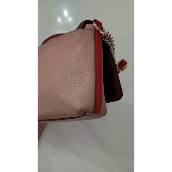 COACH Leather burgundy wine TurnKey flap Crossbody Golden chain strap 9.5x6.5in - Picture 10 of 12